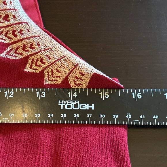 Alya Elegant Dark Red Embroidered Sleeveless Halter Dress. Tie back. Size XS. - Picture 9 of 11